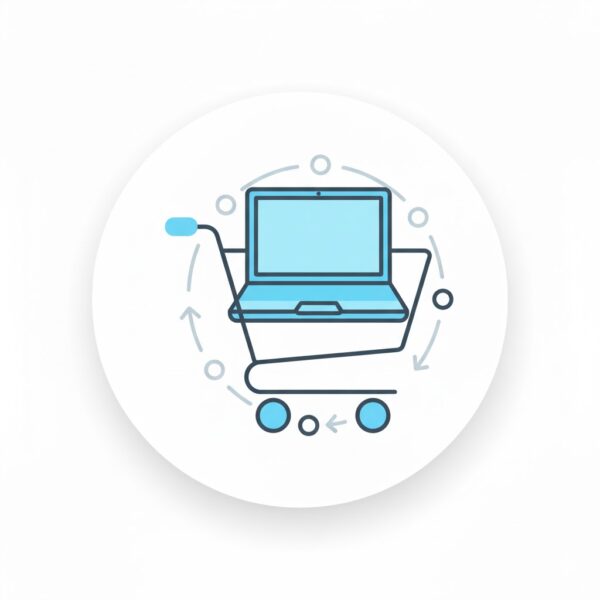 An image of a laptop inside a shopping cart