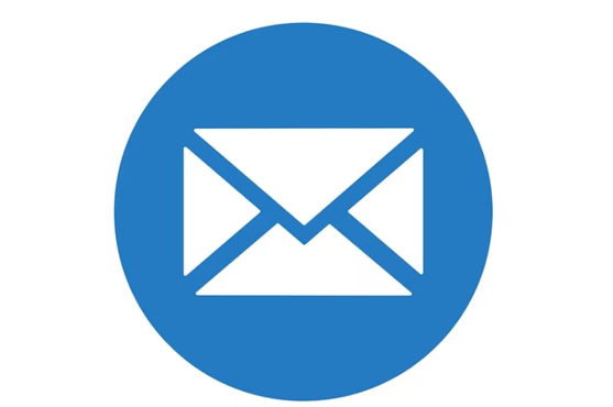a blue background with a white image of an envelope meant to represent email